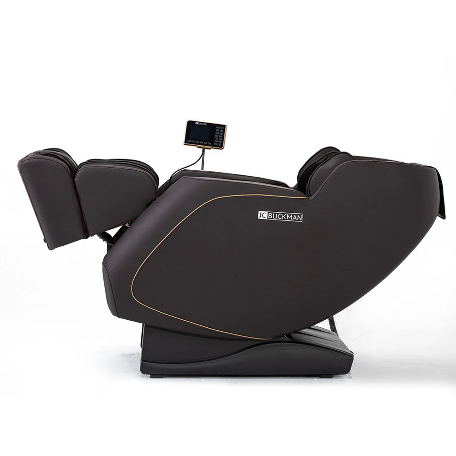 Black massage chair with control panel on a white background | JC Buckman RejuvenateUs 3D Massage Chair
