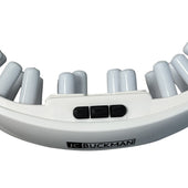 White handheld massager with cylindrical nodes and JC Buckman branding on a white background SeeClearUs Smart Eye Massager with Heat Therapy & Kneading – Relaxation for Dry Eyes & Dark Circles