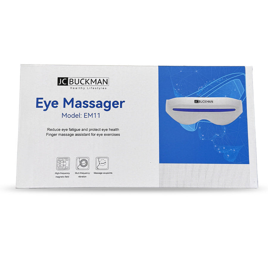 Buckman Eye Massager packaging on a white background SeeClearUs Smart Eye Massager with Heat Therapy & Kneading – Relaxation for Dry Eyes & Dark Circles