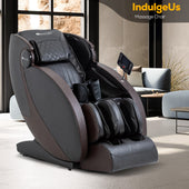 Massage chair with 'IndulgeUs' branding in a modern living room setting. | JC BUCKMAN IndulgeUs Full Body Massage Chair