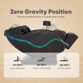 Zero gravity massage chair with temperature range illustration on a beige background | JC BUCKMAN IndulgeUs Full Body Massage Chair