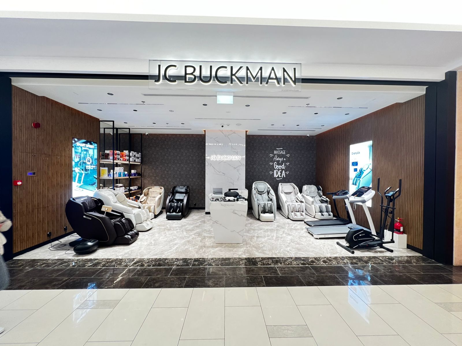 JC Buckman massage chair showroom at BurJuman Mall, Dubai